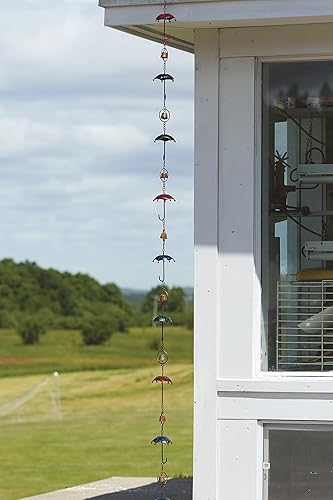 Miniatura 4 de Ancient Graffiti Cadena de lluvia de cobre flameado para paraguas y campanas, 4 "x 92" x 4"