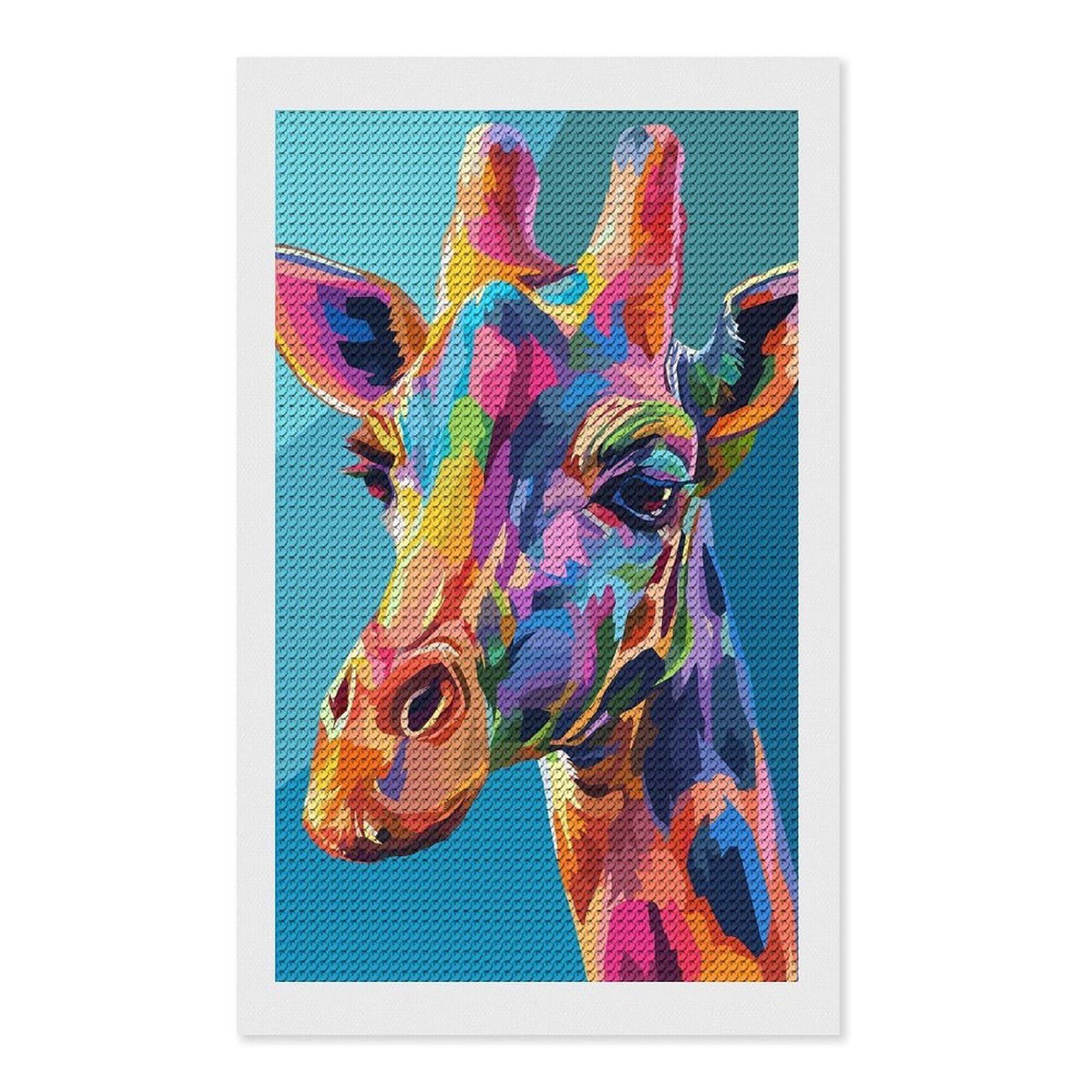 Junmoney Colorful Giraffe Portrait(2) Diamond Art Canvas 12"x20", Decorate Your Room, Mindful Craft Activity, Cosy Home Accent, Thoughtful Handmade Gift