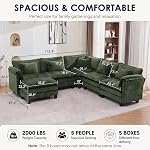 U Shaped Modular Sectional Sofa, Oversized 6-Seater Cloud Couch with Deep Seat Cushions & Throw Pillows, Modern Large Convertible Sectional Couches for Living Room (Green, 6 Seater)