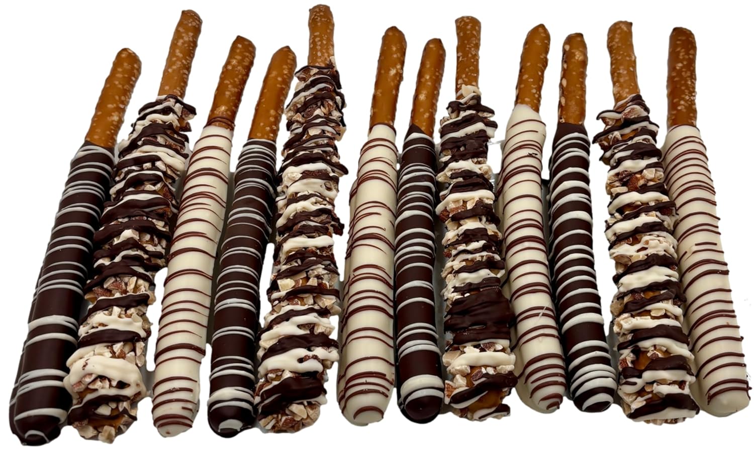 US Sweets Dark Lover Pretzel Set – Pretzel Sticks Dipped in Dark Chocolate, White Chocolate & Caramel | Gourmet Candy Treat | Delicious Gift | Handmade in Small Batches | Guaranteed to Arrive Fresh