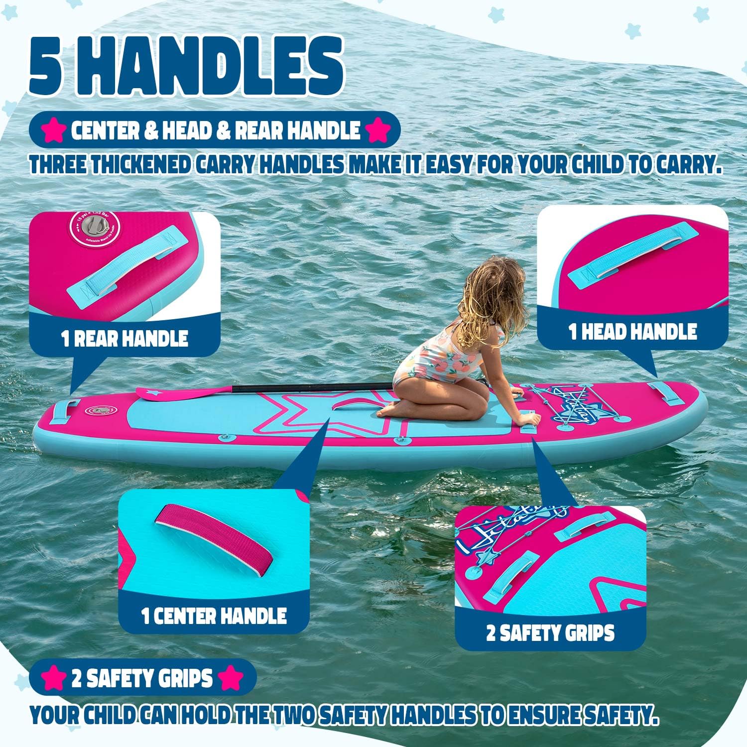 Tabla Paddle Surf Hinchable para Niños, Accesorios Completos para Niños Tabla Sup Hinchable 2,1m, 2,3m, 2,4 m, 2,9m Paddle Board, Multicolor Chica Tabla de Stand Up Paddling Board
