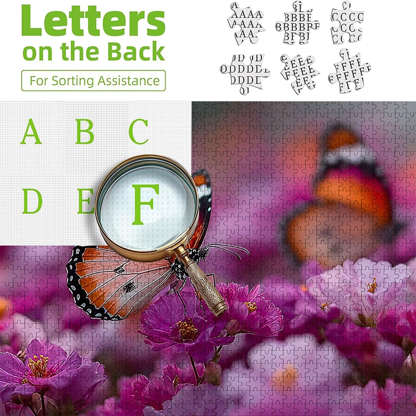 Puzzle Arte con Scatola Farfalla, Viola Puzzle Legno 2000 Pezzi Adulti 99x70cm, Attività di Intrattenimento ad Alta Difficoltà, DIY Classici Gioco, Jigsaw Per Tutta La Famiglia, Estate Regalo, K-4880