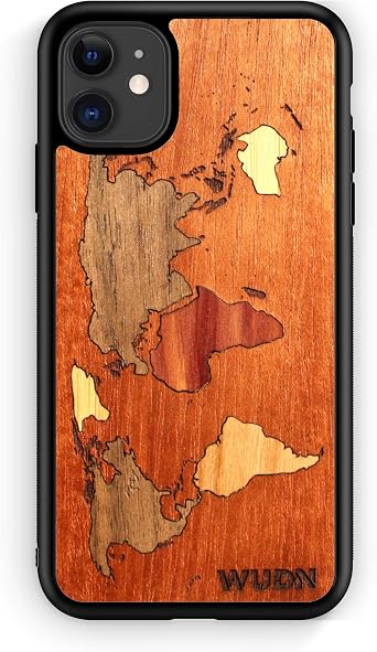 WUDN Slim Wooden Phone Case World Map Multi Wood Compatible with iPhone 11