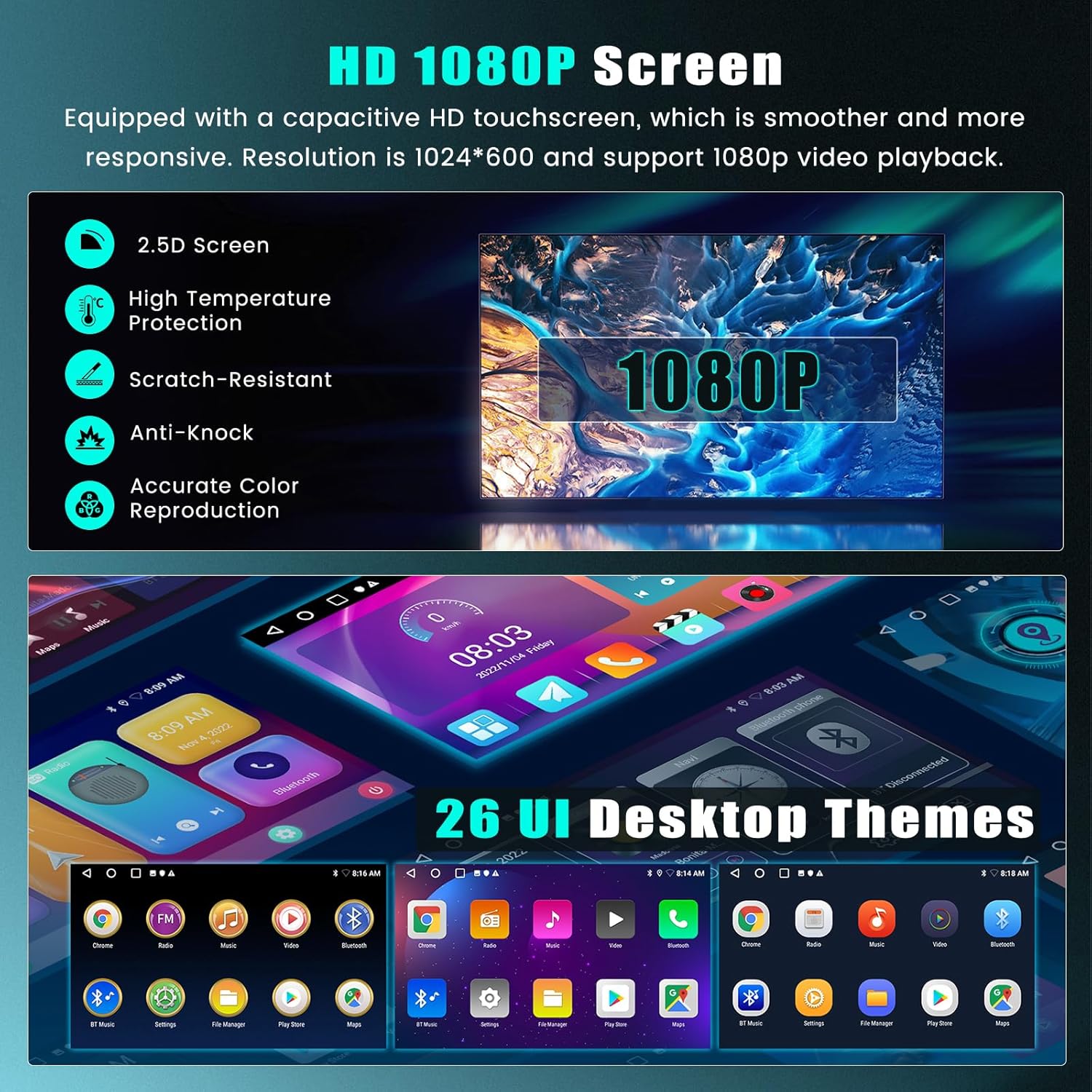 2+64G for Honda Accord 8th 2008 2009 2010 2011 2012 2013 Android 15 Car Stereo Wireless Apple Carplay, 10 Inch Touchscreen Car Radio GPS Navigation WiFi 32EQ DSP Backup Camera