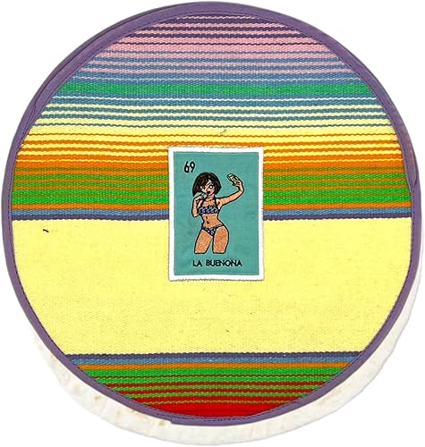 Mexican Loteria Serape Tortilla Warmer Pouch Zarape De Saltillo Original Hand Made Tortillero Microwable For Corn, Flour Tortilla Multicolor (El