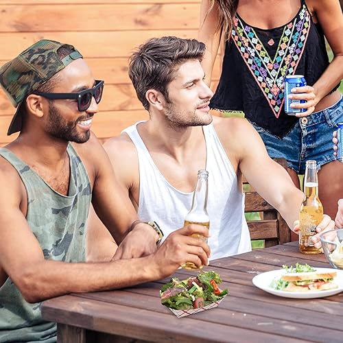 Miniatura 10 de MT Products - Bandejas de papel para alimentos, 12 libra, pequeñas y desechables, a cuadros, con clase, color rojo y blanco, hechas en los Estados