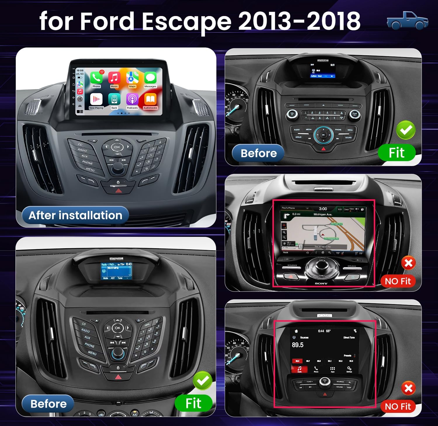 Ford Escape car radio installation comparison