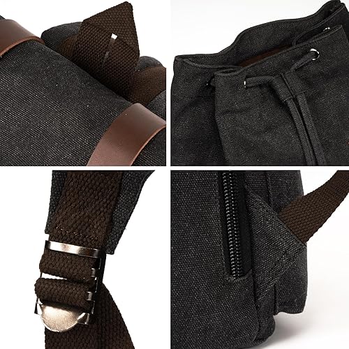 Miniatura 3 de Mochila vintage, mochila de lona para laptop para hombres y mujeres, mochila de viaje, mochila para computadora universitaria, bolsa para