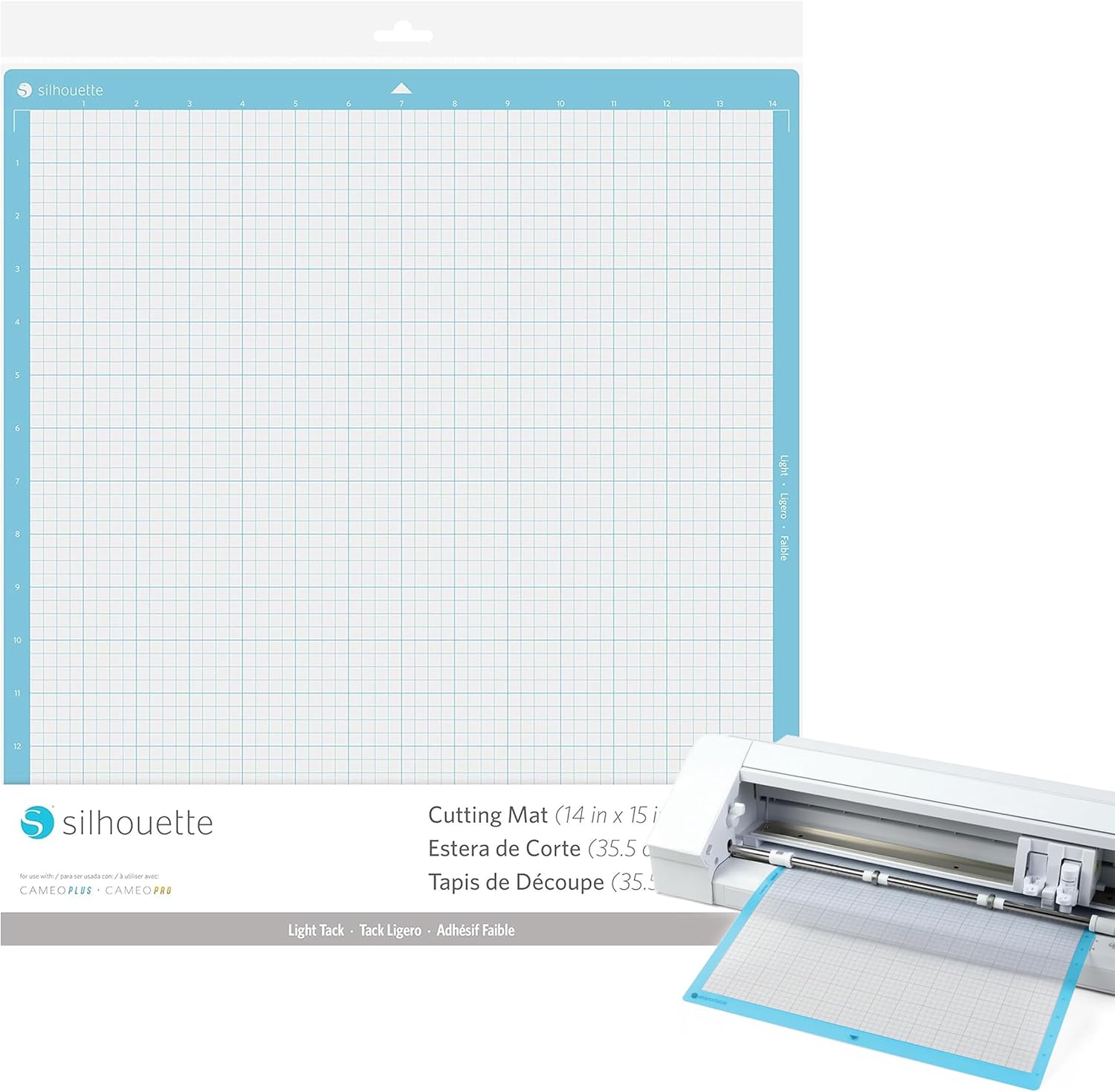 Silhouette Cutting Mat - Craft Cutting Mat for Cardstock, Chipboard, Craft Foam, and Speciality Materials - Light Tack Adhesive Replacement Mat for Cameo Machine - 14x15 Inch
