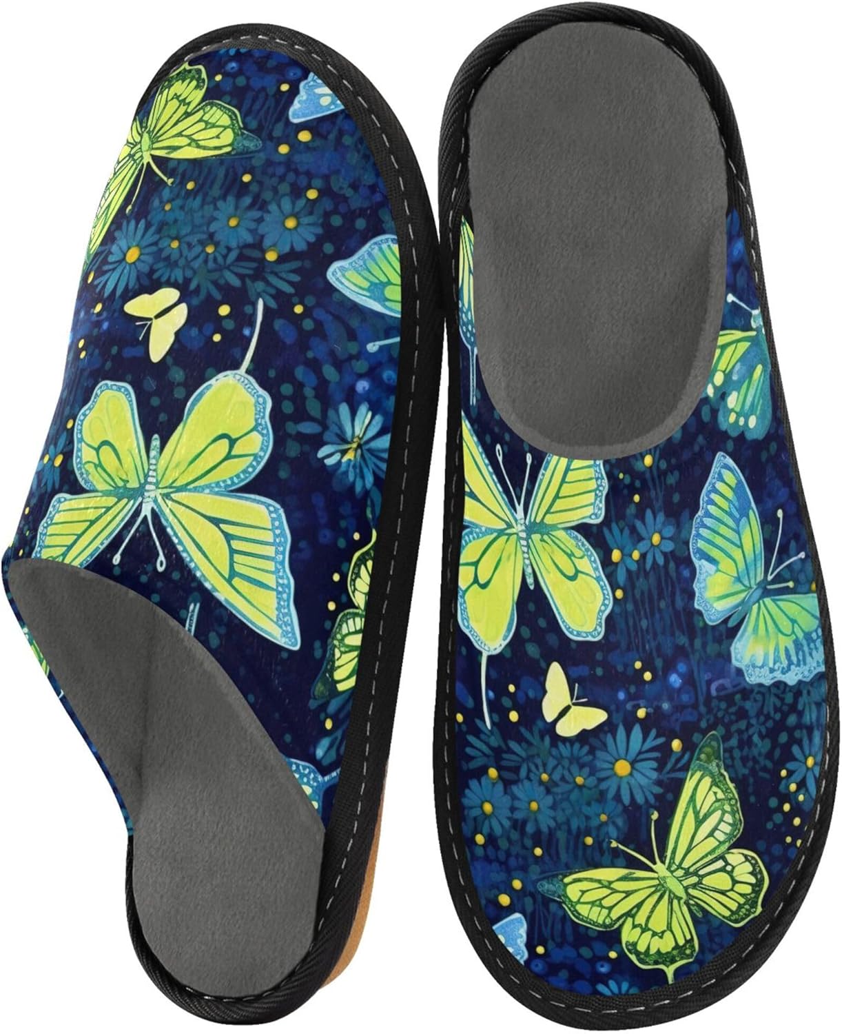 Butterfly House Slippers – Cozy Fuzzy Slippers for Guests, Washable & Disposable, Perfect for Shoeless Home, Spa & Hotel Use A110488