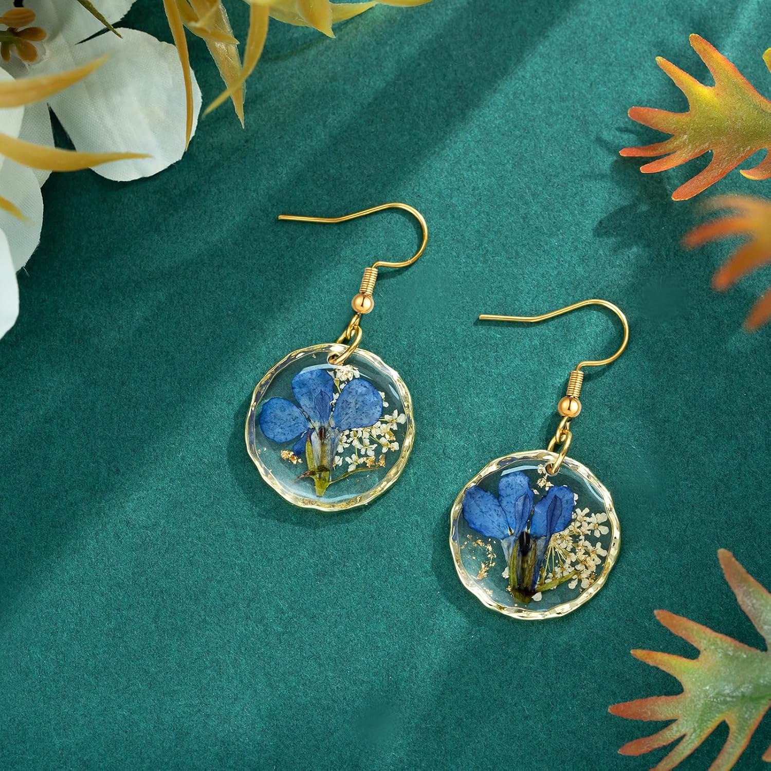 Real Pressed Flower Earrings for Women, Handmade Boho Chic Dangle Design, Unique Floral Jewelry, Cute and Thoughtful Gift for Christmas, Valentine’s & Mother’s Day - Image 2