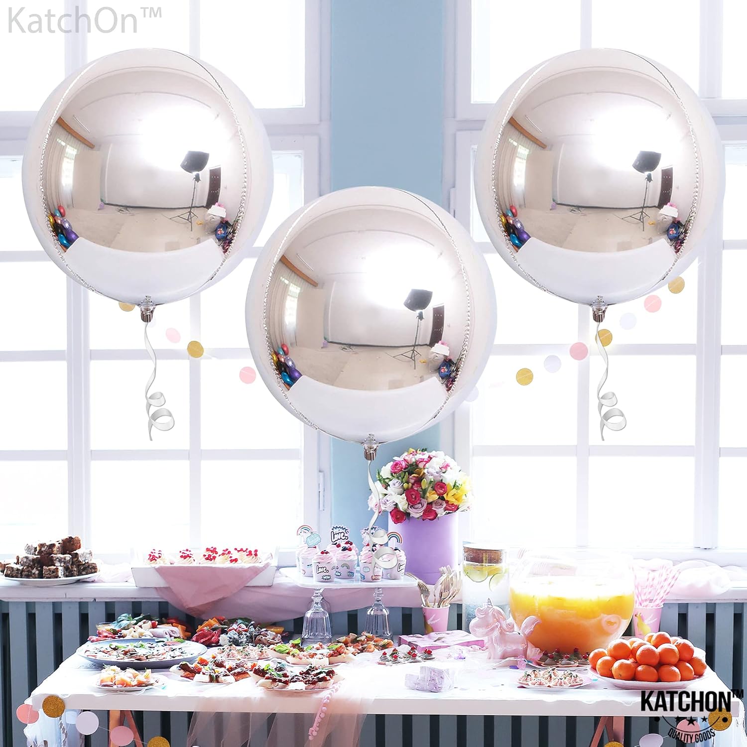 KatchOn, Large Metallic Silver Balloons - 22 Inch, Pack of 3 | Silver Balloon for Birthday | Silver Foil Balloon, Happy New Year Decorations 2024 | Silver Metallic Balloons, Happy New Year Balloons