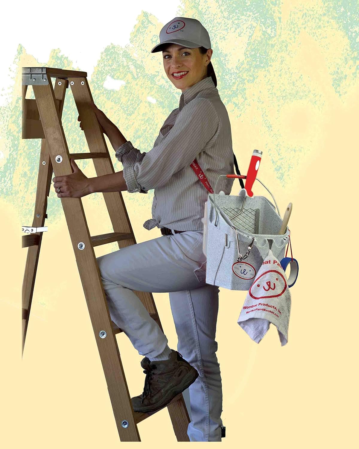 Wombat Portapaint for Indoor and Outdoor, Speed Bucket Paint Tray, Hand Tools Organizer and Storage Caddy with Handle, Bucket Buddy for Painters Tools and Accessories (Granite)