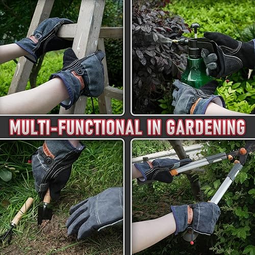 Miniatura 14 de YESWELDER Guantes de soldadura MIG de cuero Forge de 16 pulgadas, 932 ℉, con costuras de Kevlar resistentes al calor/fuego, refuerzos de palma