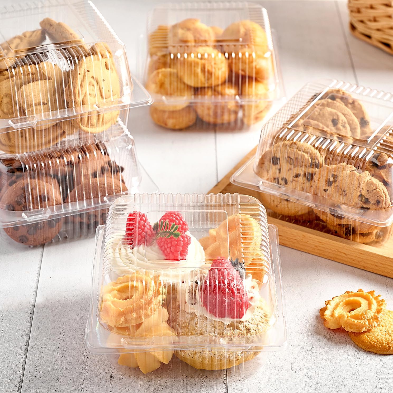 Plastic Cl Food Containers, Clear Square Cake Slice