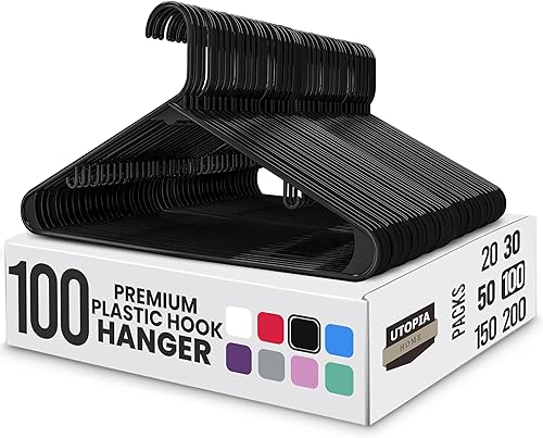 Vista 19 de Utopia Home Perchas de plástico, paquete de 50 unidades, perchas con ganchos, duraderas y ahorran espacio (gris)