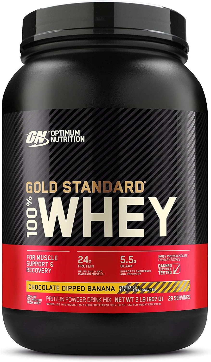 Optimum Nutrition Gold Standard 100% Whey Protein Powder, Chocolate Dipped Banana 2 Pound (Packaging May Vary)