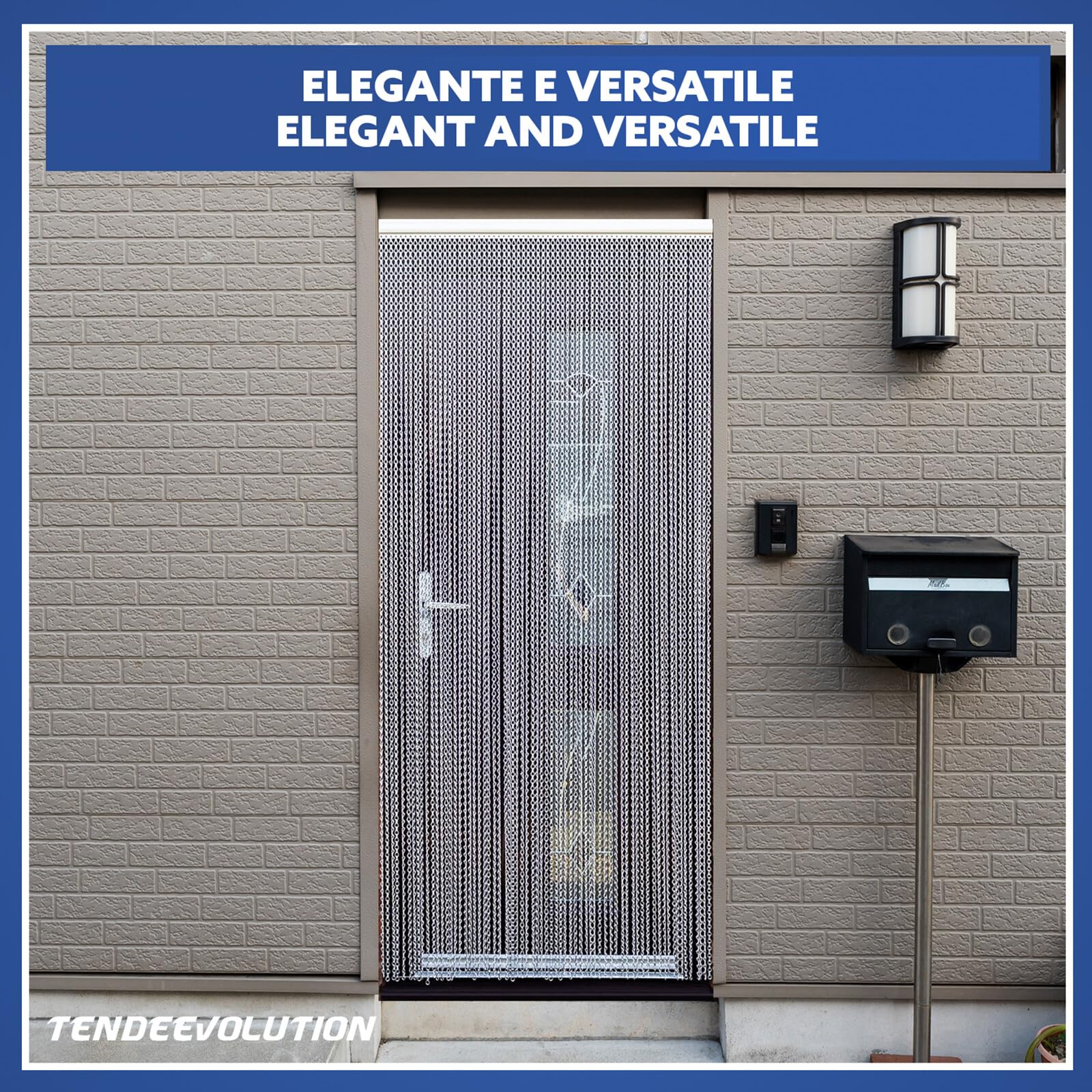 Tenda Antimosche per Porta Finestra a Catena in Alluminio, Personalizzabile per Misura e Colori, Tenda per Mosche a catena da Esterno per Porte, Finestre, Balconi e Verande (ARGENTO, 80 X 200)