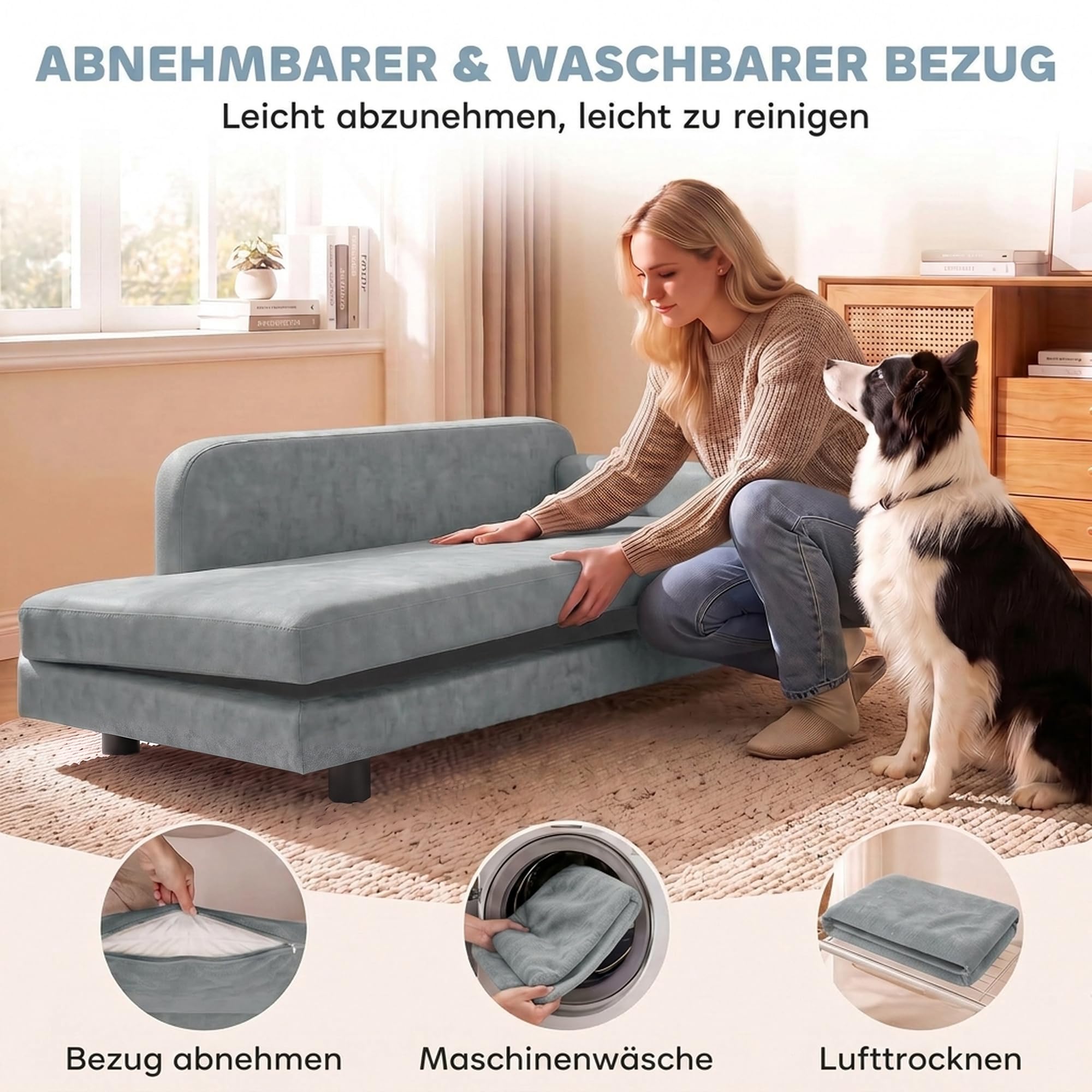 PawHut Hundesofa XL orthopädisches Hundebett mit Rückenlehne große Hunde