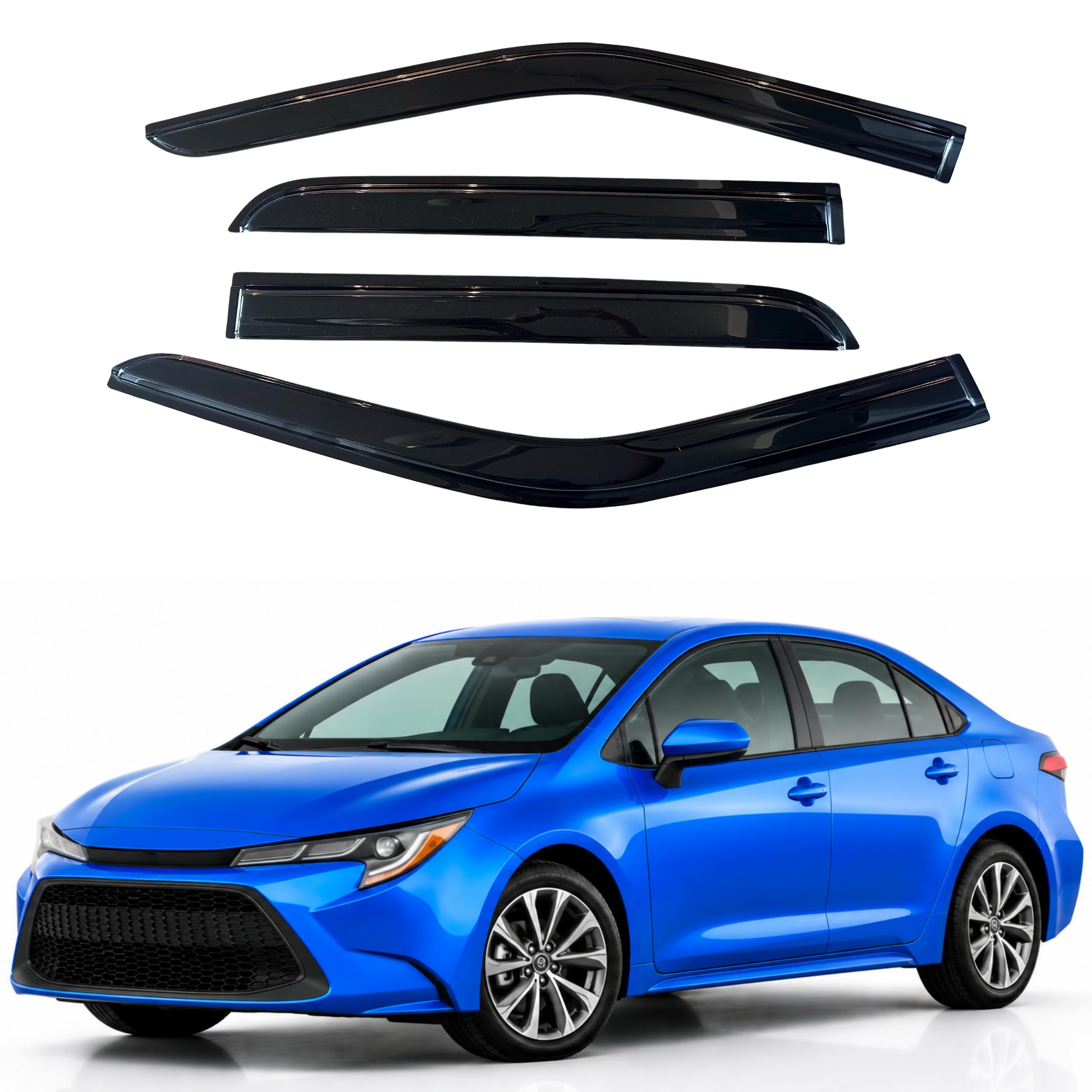 IG Window Visors Fit for 2020-2026 Toyota Corolla, Out-Channel Rain Guards Vent Wind Deflectors 4PC, Car Accessories for 20-26 Corolla Sedan (Excludes Hatchback)