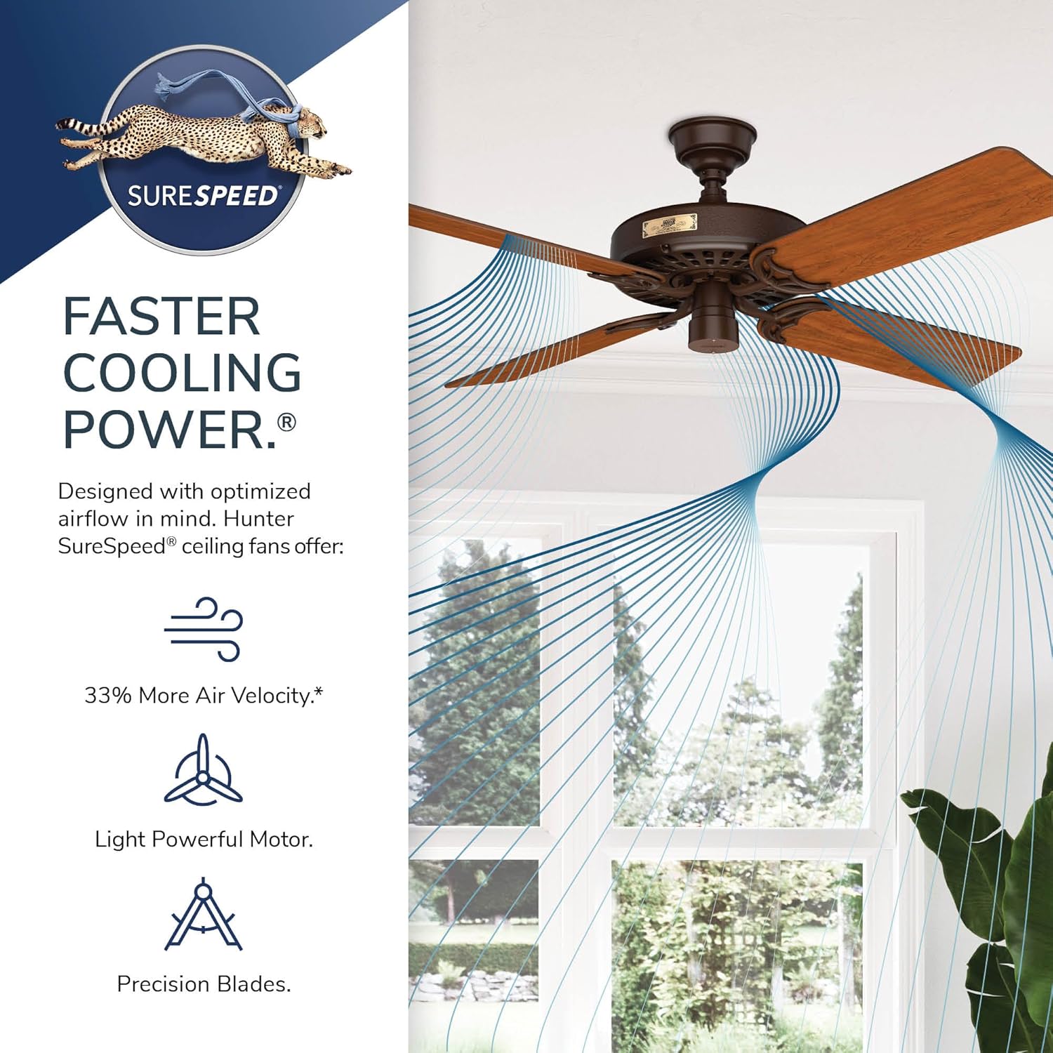 Hunter 52 inch Outdoor or Indoor Ceiling Fan No Light - Brown Ceiling Fan without Light, For Patio, Porch, Garage, or Living Room, Standard Mount, 5 Blades, Pull Chain - Original 23847, Chestnut Brown