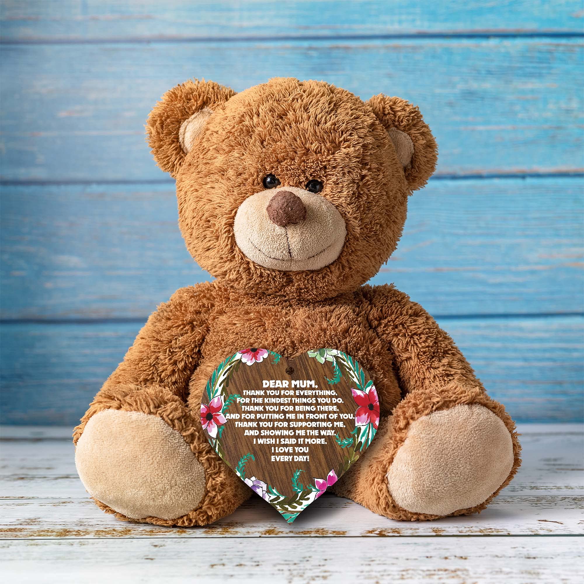 Mum Gifts Wooden Hanging Heart Plaque, Light Wood Sign, Best Mum Gifts, I Love You Mum Wood Heart, Mum Wooden Plaque, Best Mum Ever In The World On - View #4