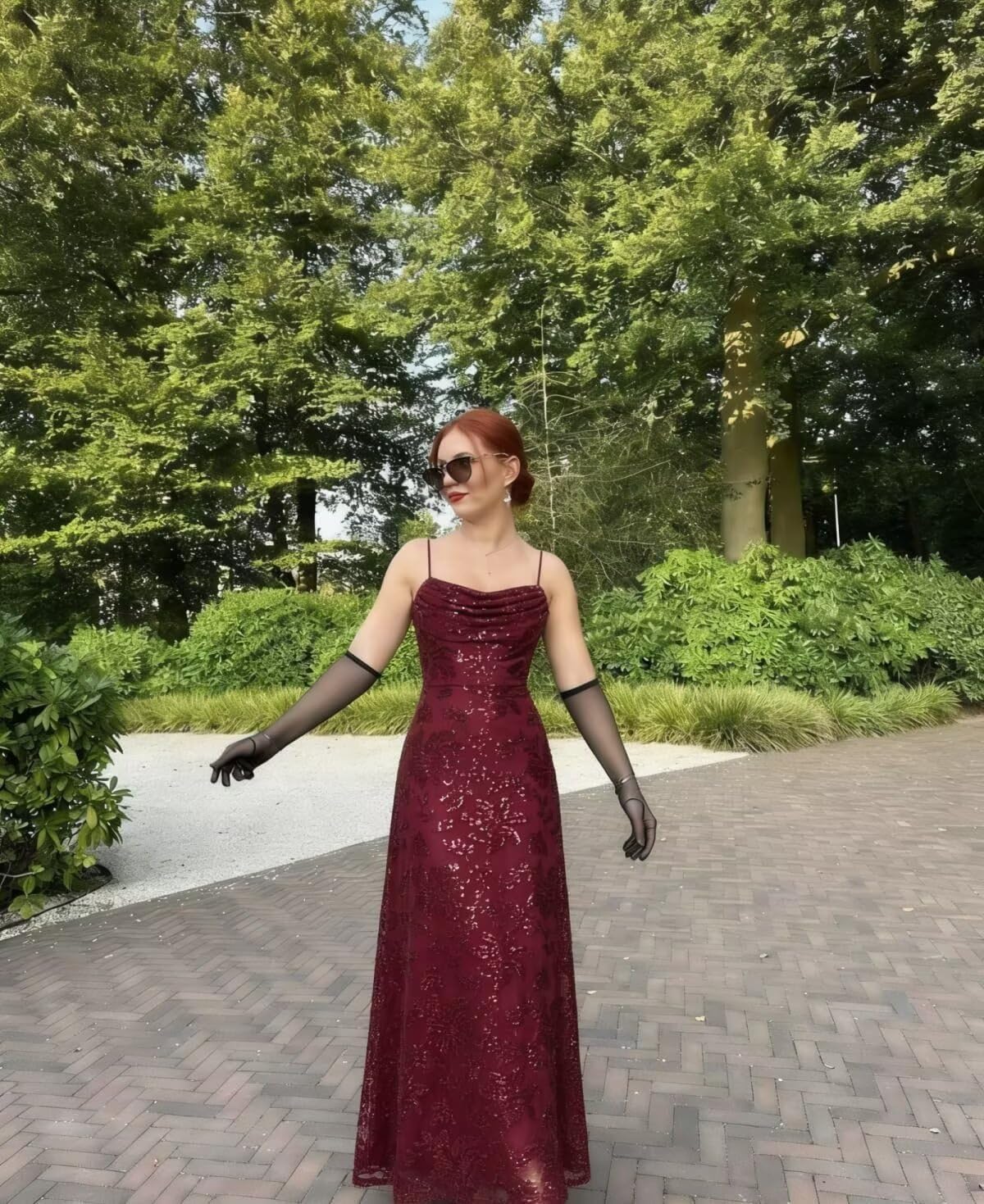 Sparkly Lace Sequin 2026 Prom Dresses for Teens Cowl Neck A-Line Spaghetti Straps Formal Gowns and Evening Dress