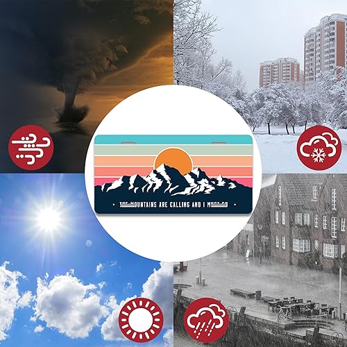 Miniatura 4 de Mountains are Calling and I Must Go Caption - Placa de matrícula personalizada de metal inoxidable a prueba de óxido, placa decorativa novedosa para