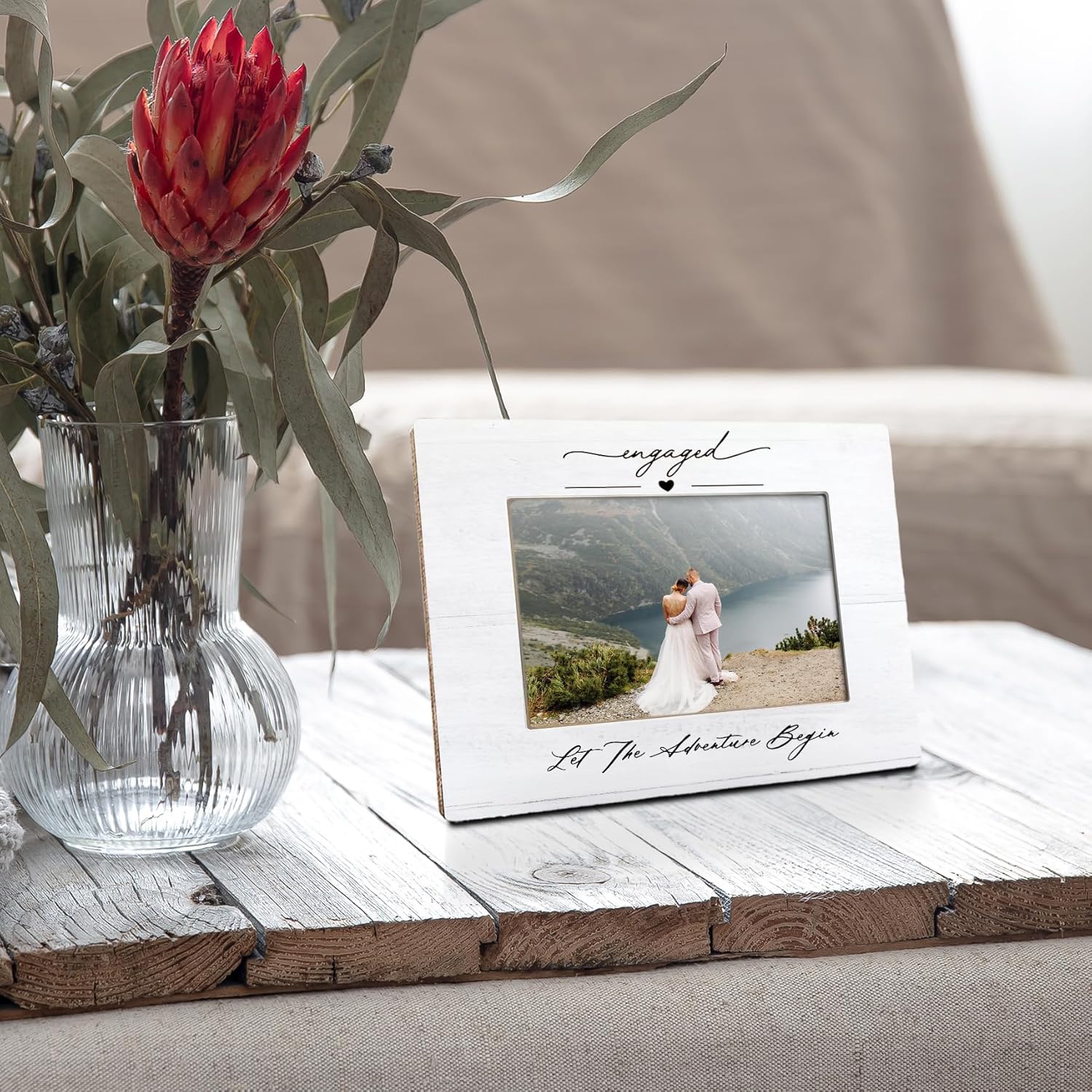 Engagement Wedding Engaged Picture Frame 8x10, Engagement Gifts for Couples, Wedding Picture Frame, Engaged Photo Frames, Gifts for Newly Couples, Let the Adventure Begin Couple Photo Frame 5x7 - Image 4