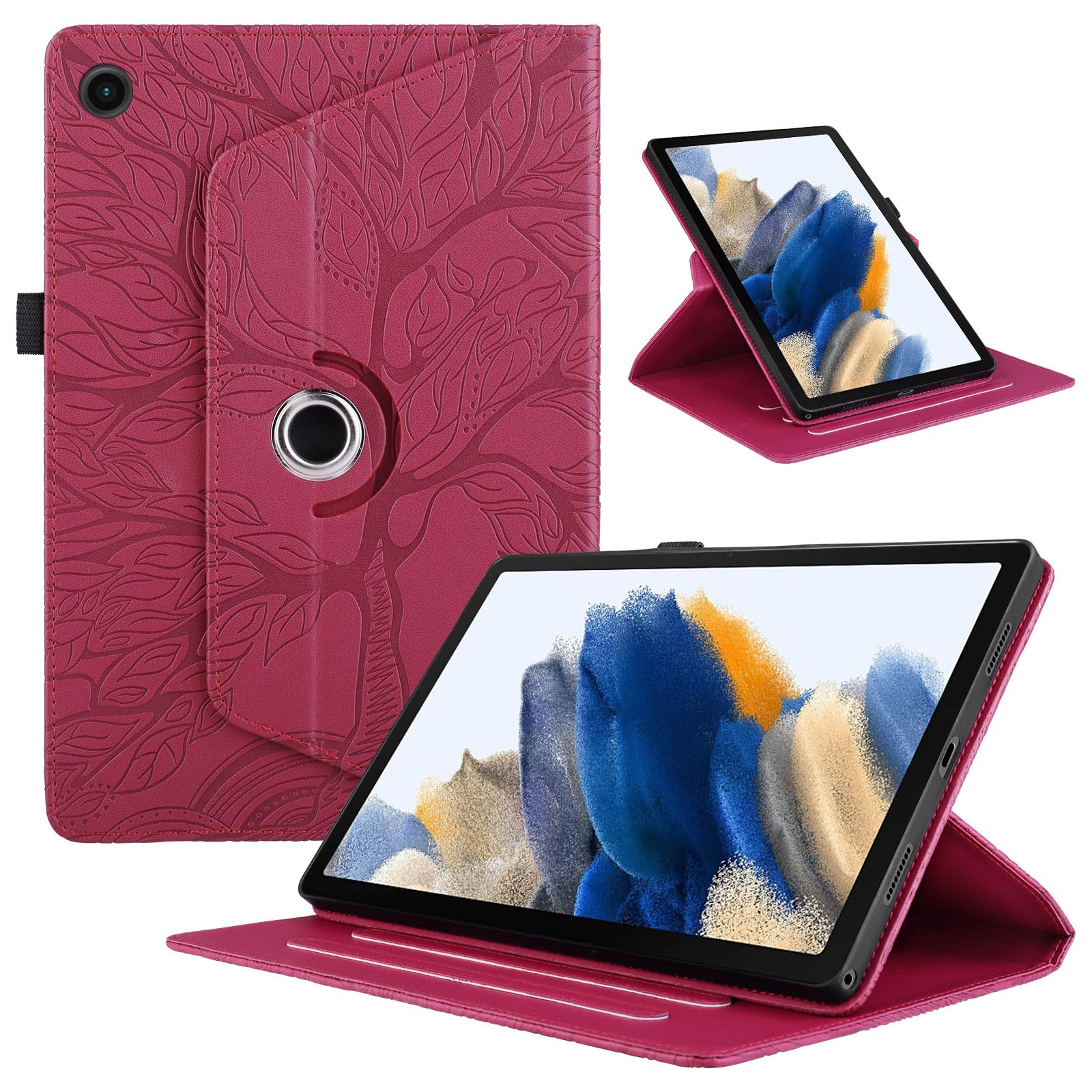 Funda para Samsung Galaxy Tab S9/ S8/ S7 11" (SM-X710/X700/T870) PU Cuero Tablets Protectora Cover 360°Carcasa Giratoria de ángulo Múltiple Stand Función Tablets Funda,Rojo Árboles — view 46