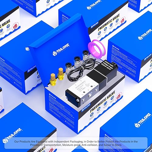 Miniatura 171 de TAILONZ PNEUMATIC Válvula solenoide de 1/4 "NPT 4V210-08 DC12V sola bobina accionada por piloto eléctrica 2 posiciones 5 vías Tipo de conexión Caja