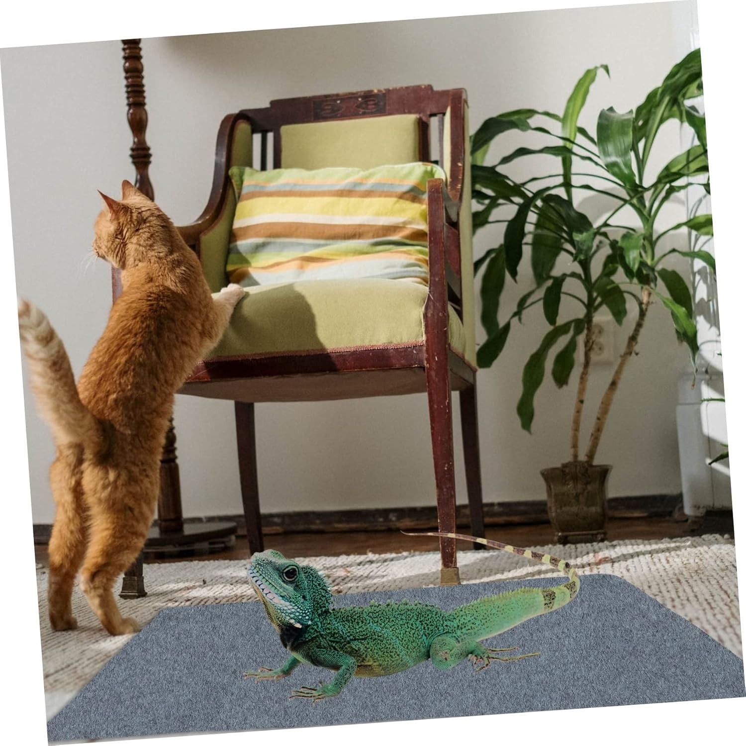 1pc Reptile Carpet Mat Polyester Liner for Tortoise Reptile Enclosures Easy to Clean Gray Basking Pad for Optimal Comfort