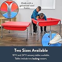 Vista 7 de Mesa sensorial mediana con tapa de Children's Factory – 18" de altura, caja de arena con tapa, mesa de agua para niños, rojo