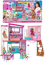 Casa de Bonecas Barbie Malibu Mattel. Casa com dois andares, móveis e mais de 30 peças para brincar e criar histórias. Para crianças a partir dos 3 anos.