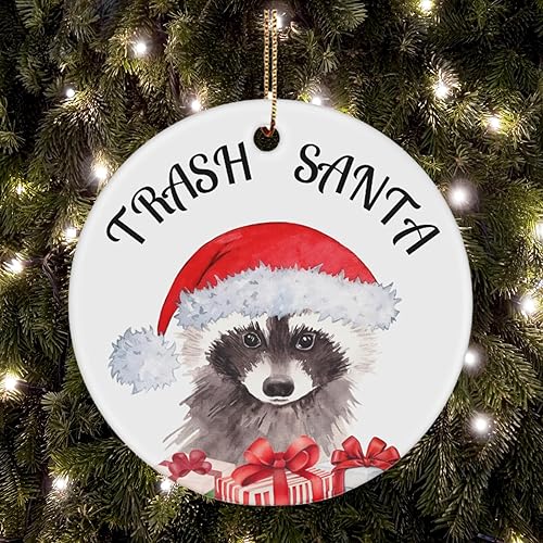 Miniatura 2 de Adorno feo de Navidad de Papá Noel, adorno de Navidad de mapache de Papá Noel, adorno de panda de basura