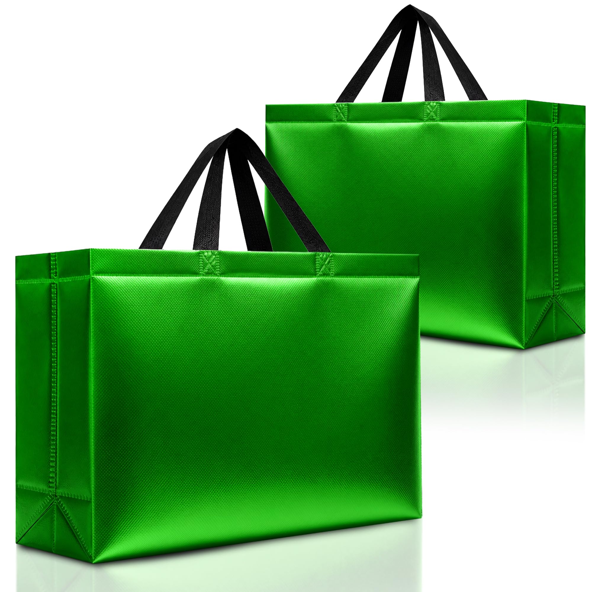 Nush Nush Extra Large Green Gift Bags – Set of 12 Reusable Green Extra Large Gift Bags With Handles - Perfect XL Goody Bag for Christmas, Thanksgiving