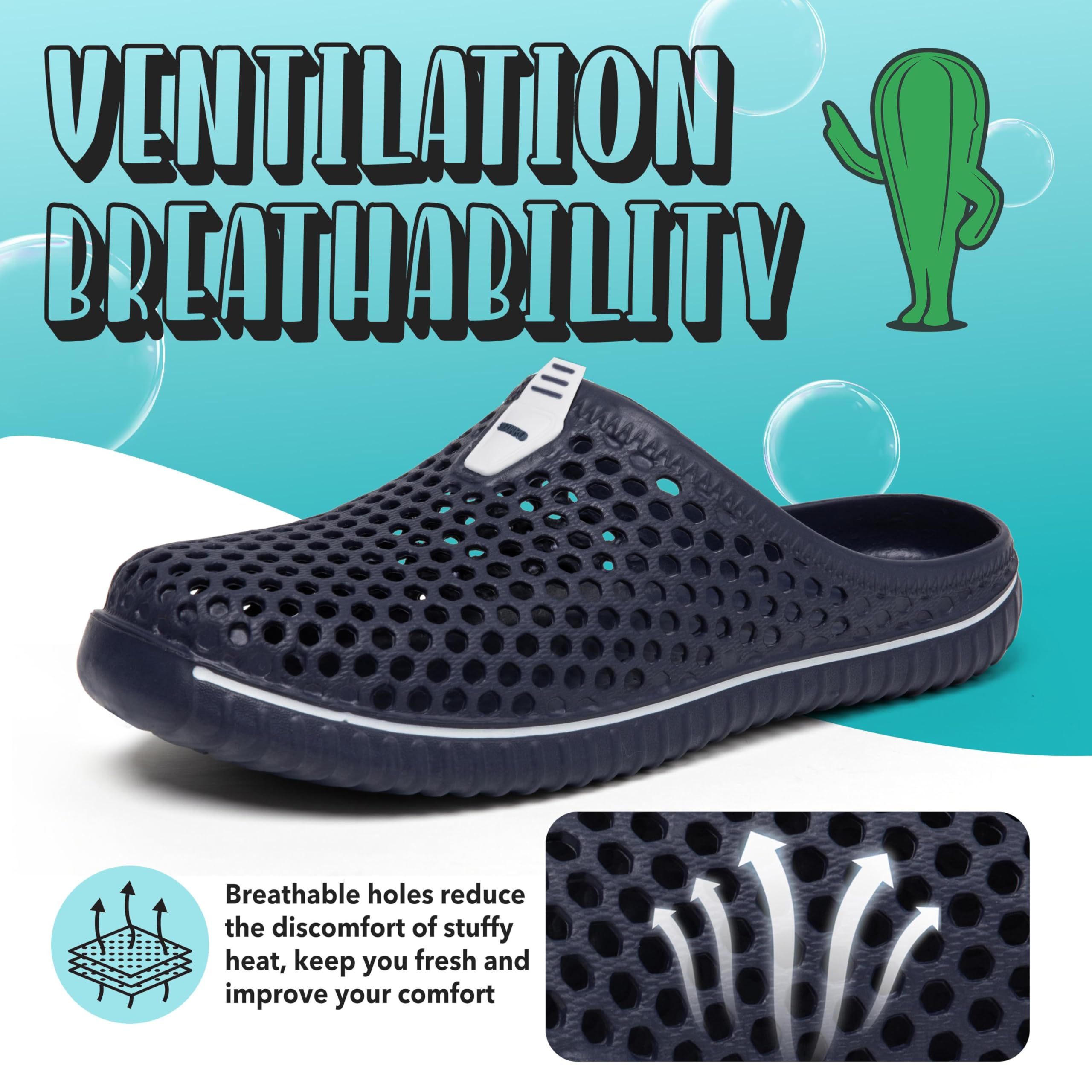 SAGUARO Uomo Donna Spiaggia Traspirante Pantofole Leggero Flessibile Estate Sandali Anti-scivoloso Unisex Clogs Piscina Slippers 36-45EU