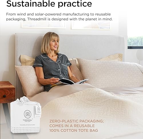 Miniatura 6 de Threadmill Juego de sábanas de algodón egipcio tamaño matrimonial  Sábanas 100% algodón egipcio certificado para cama de tamaño matrimonial  Juego