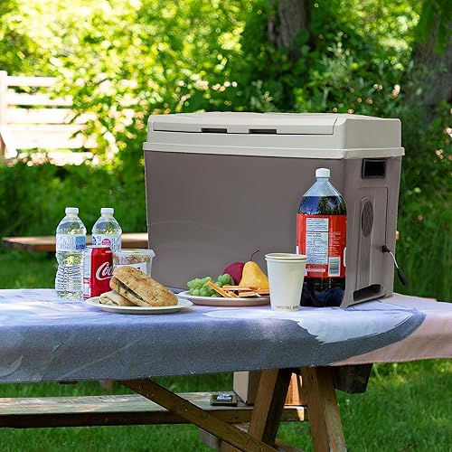 Koolatron Enfriadorcalentador eléctrico de 12 V, refrigerador termoeléctrico de automóvil de 38 L (40 qt), puerta reversible, conexión de 12 voltios