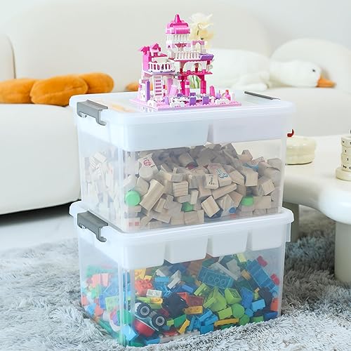 Miniatura 5 de Citylife - Contenedores de almacenamiento de plástico de 17 cuartos de galón con tapas, caja de almacenamiento con bandeja extraíble, organizadores