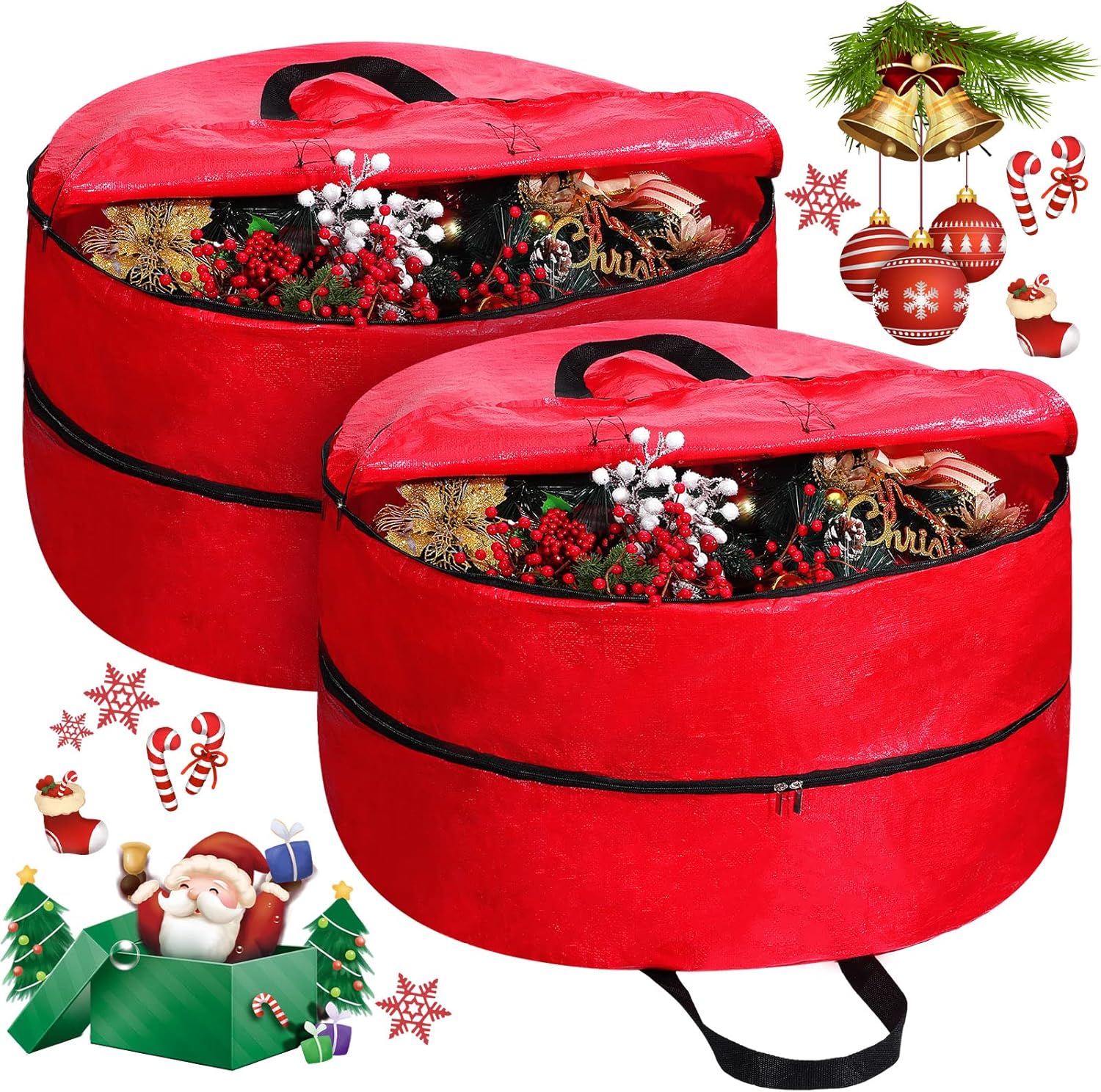 Amazon.com: Hoolerry Double Layer Christmas Wreath Storage Container ...