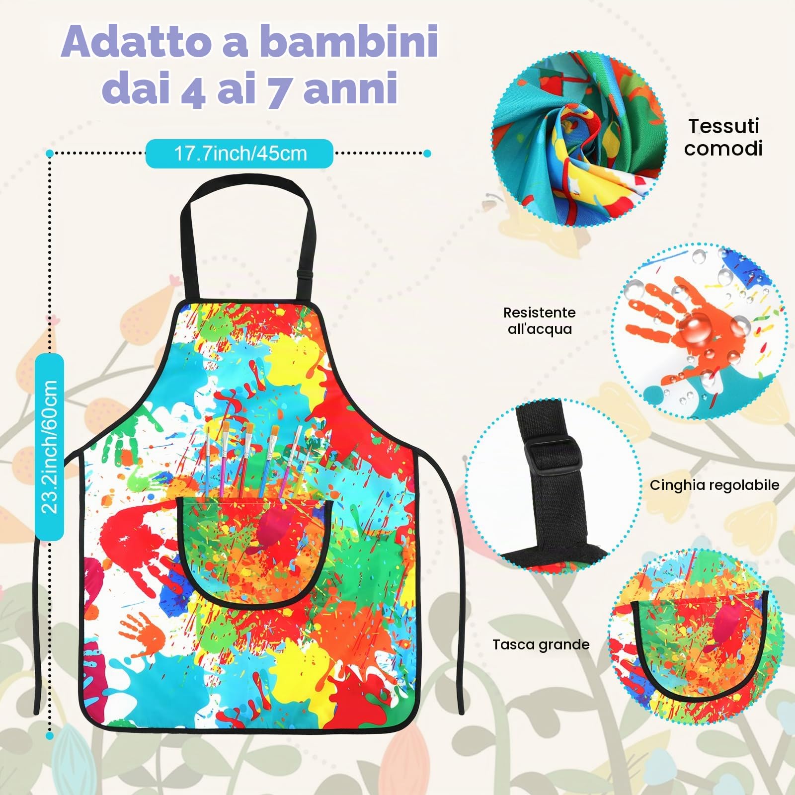 XEPST 4 PZ Artista Costume per le Ragazze dei Ragazzi-Bambini Artista Costume Accessori Set con i Bambini Grembiuli Cappello per i Costumi di Halloween Career Day Costume di Carnevale Cosplay