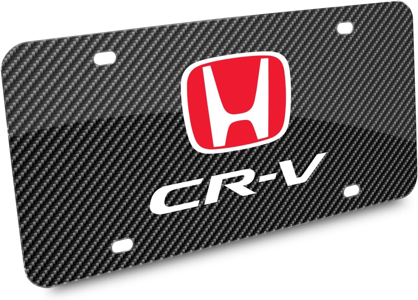 iPick Image for Honda CR-V Black Carbon Fiber Look Graphic Special Aluminum Metal License Plate for Decorative
