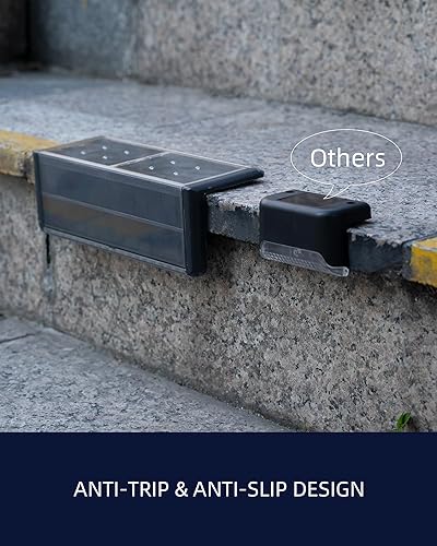 Miniatura 6 de SHONE Luces de pared de contención con energía solar, IP67 impermeable LED para paisaje, base de acero inoxidable, iluminación inalámbrica para