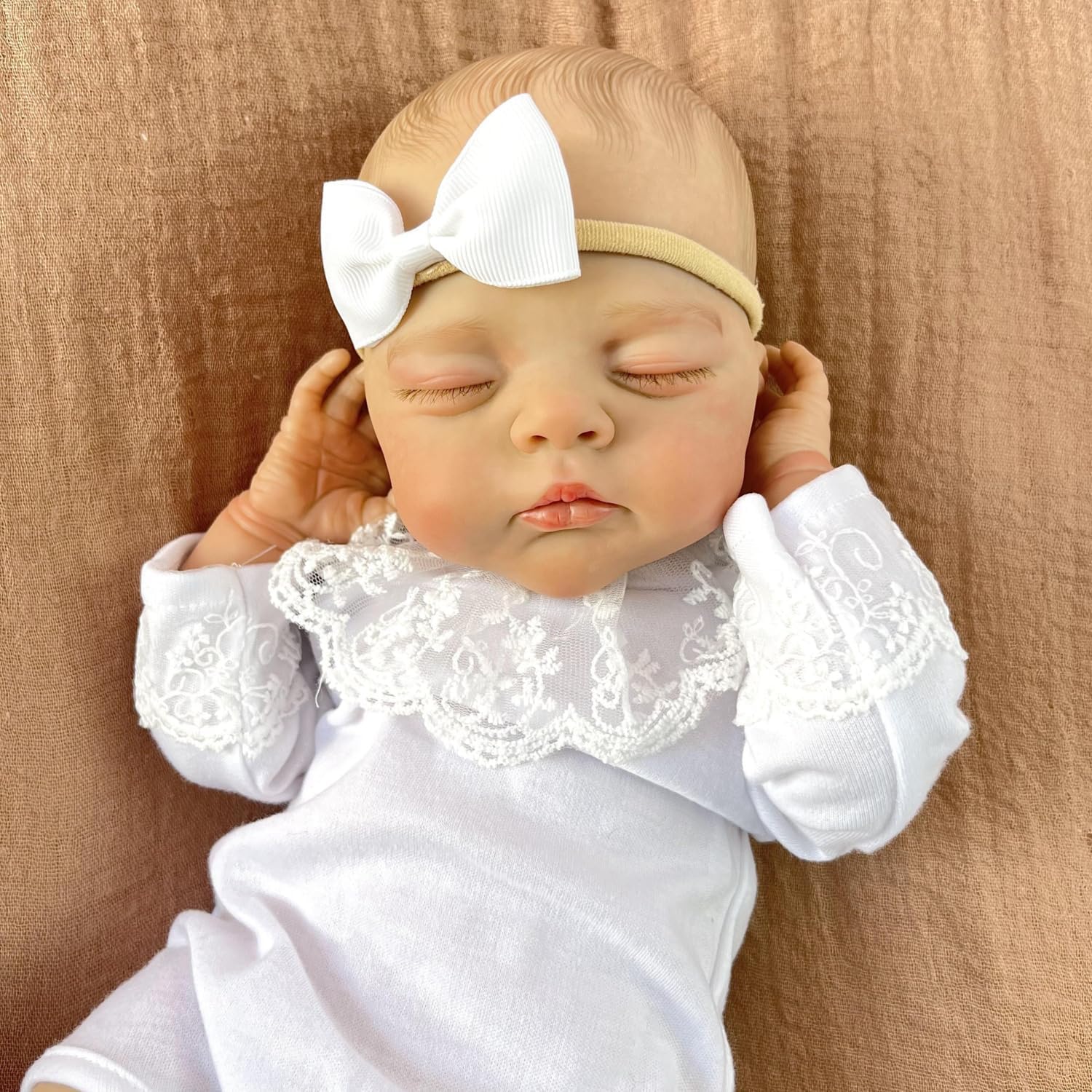 Vinyl Limbs Cloth Body 48 CM 19inch Reborn Baby Doll Baby Lifelike Doll Toy Birthday Gift Play House Toy (Sleeping Baby Doll)