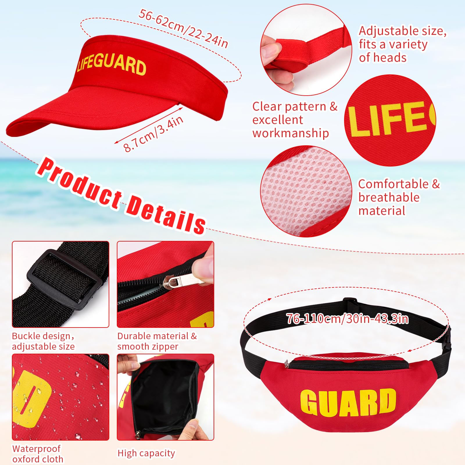 SelfTek 5 Pcs Lifeguard Costume Accessories - Image 4