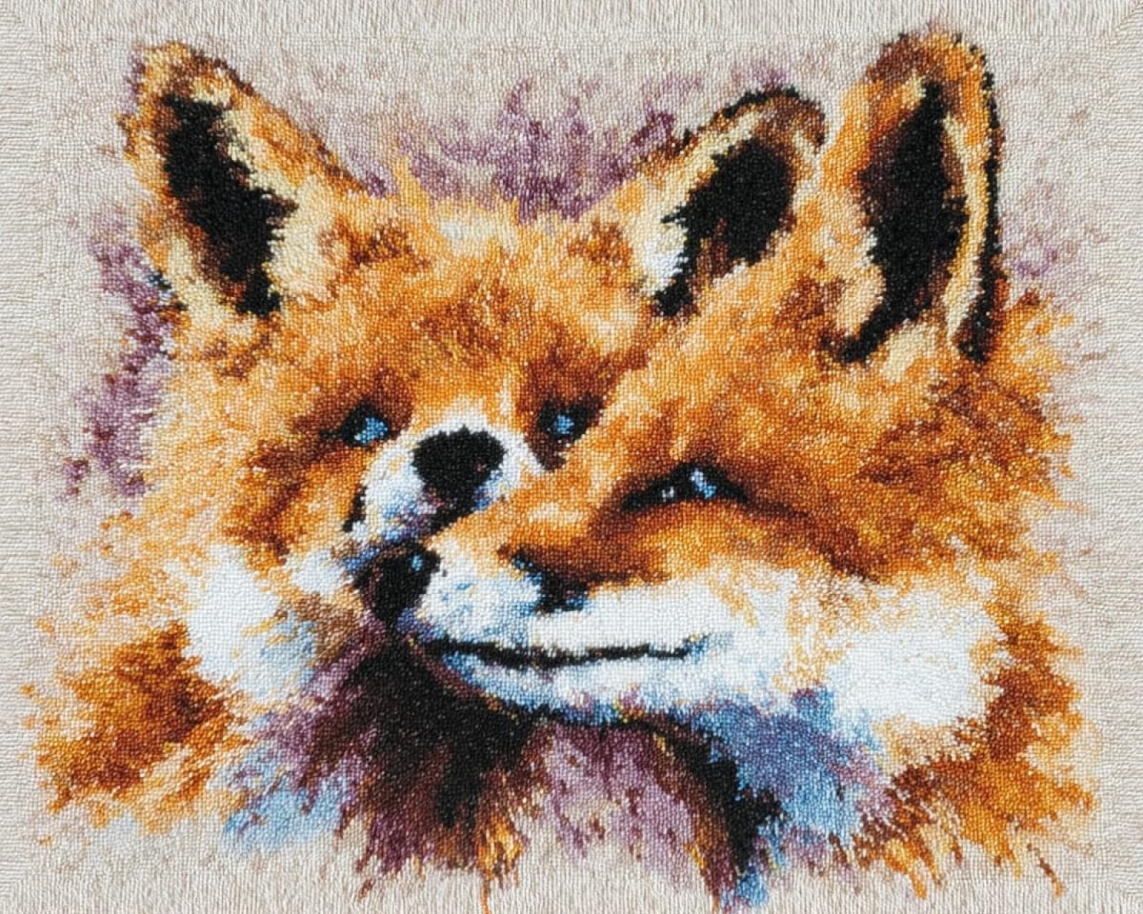 Wallphantom DIY Latch Hook Rug Kit,A Family of Foxes,Latch Hook Kits for Adults,Home Carpet Rug Making,Needlework Crafts Rug for Home Decor,60x90cm