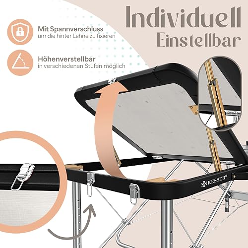 KESSER® Table de Massage Mobile Pliable & réglable en Hauteur 3 Zones Lit de Massage Table d'esthétique Large Table de thérapie Aluminium + 10x Support Visage avec Appui-tête - 9