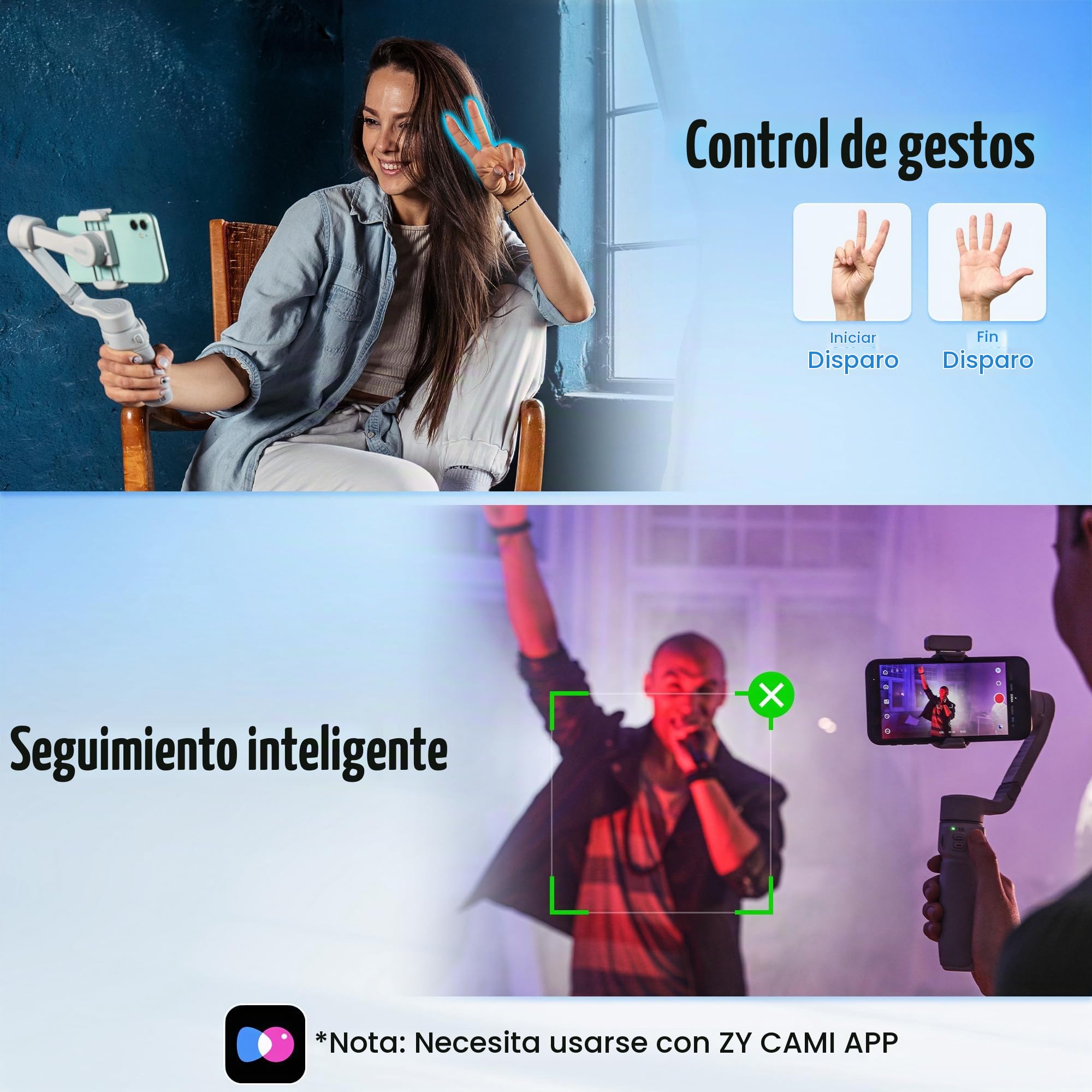 ZHIYUN Smooth Q4 Combo [Oficial] Gimbal Estabilizador para Móvil, Palo Selfie con Luz de Relleno Magnética, Varilla de Extensión de 215 mm, Trípode