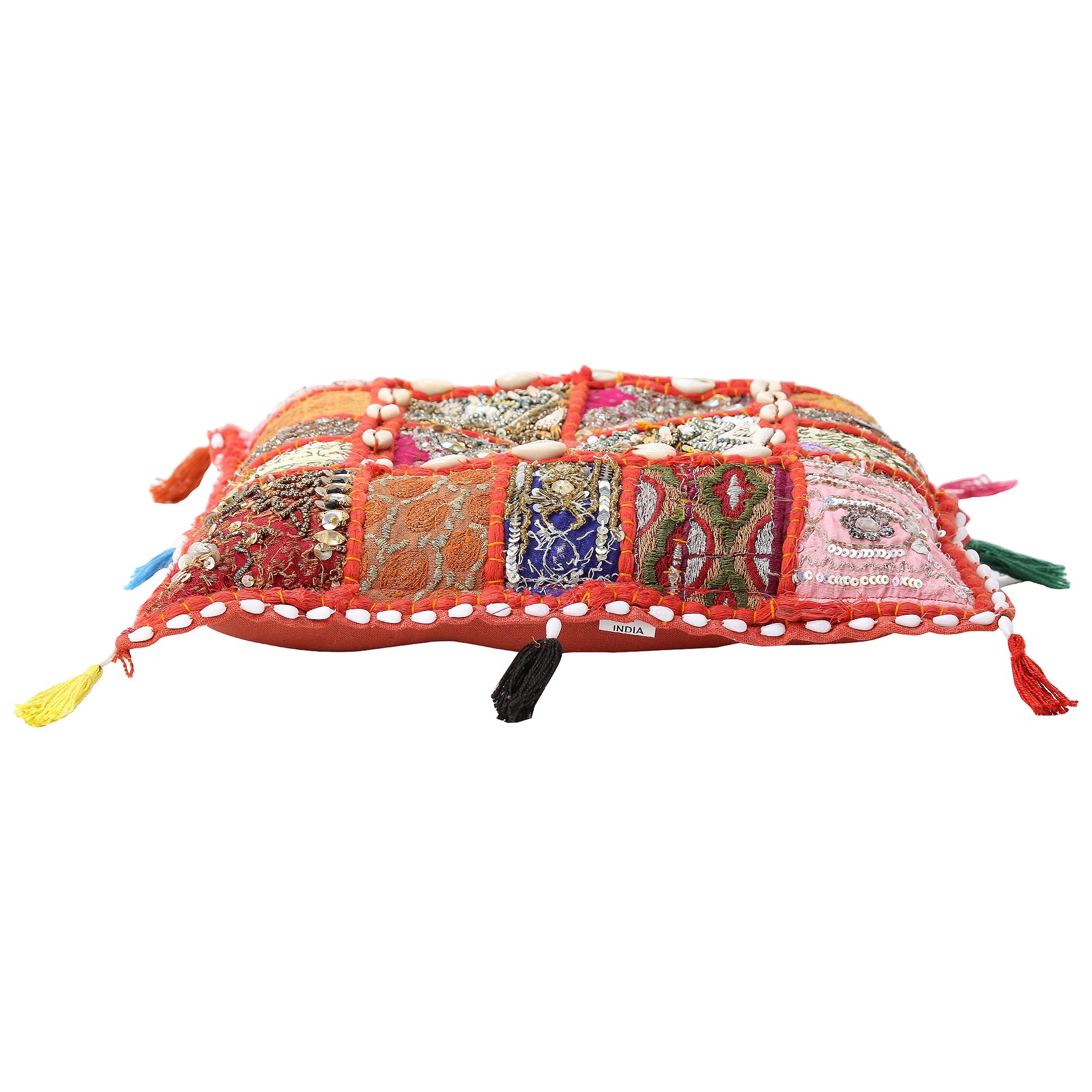 INDIGENOUS Sophisticated Cotton Embellished Khamadiya Patch Work Pouffes-image-14
